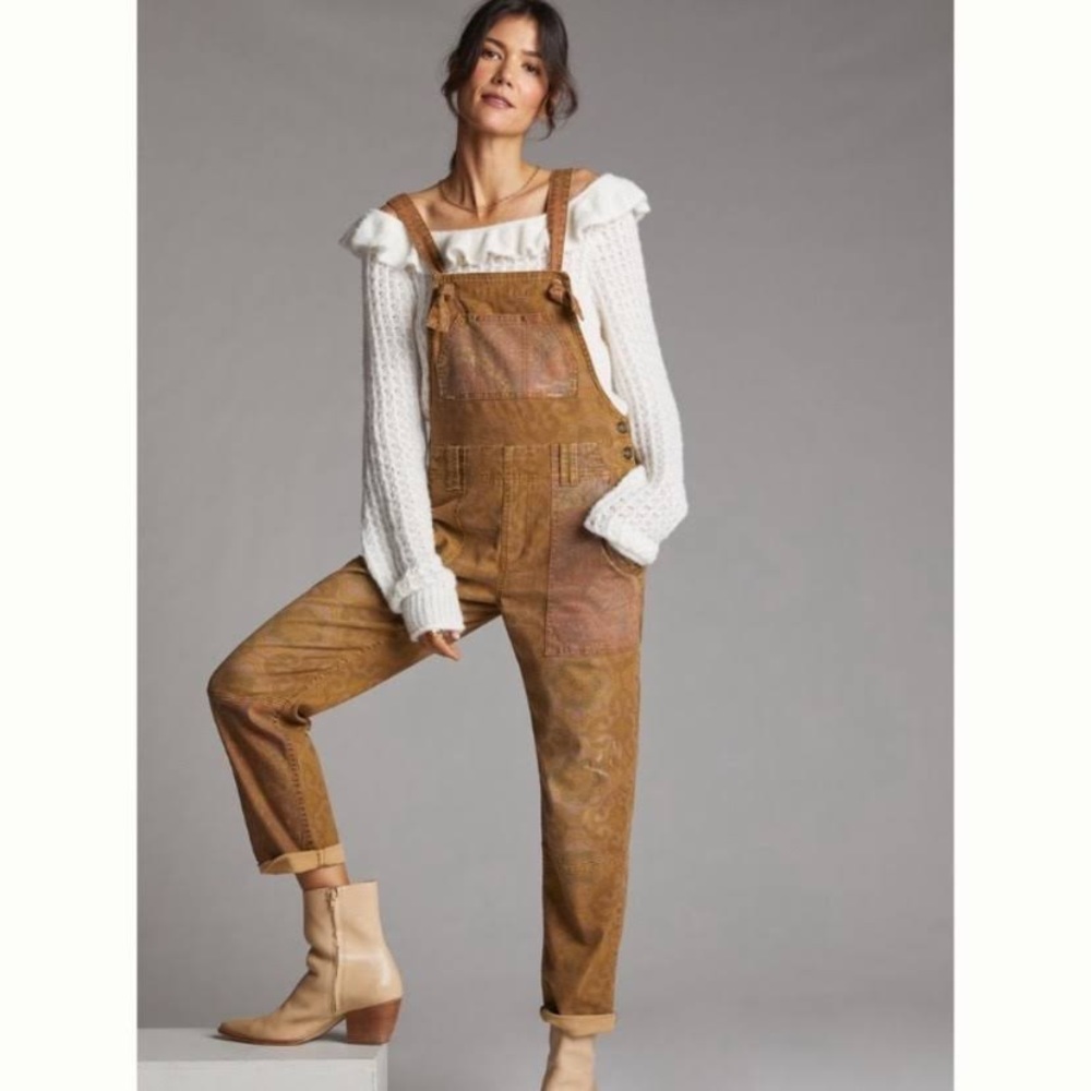 ANTHROPOLOGIE PILCRO AND THE LETTERPRESS Tie Strap Overalls NWT size 31